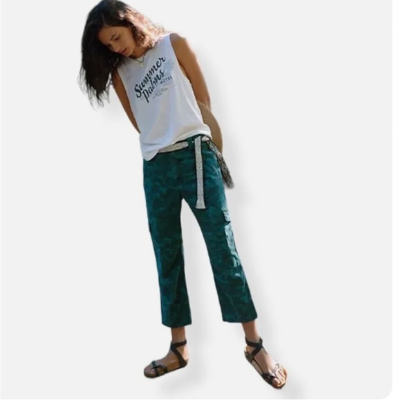 Anthropologie Austin Green Camo High Rise Cargo Pants - Picture 3 of 12